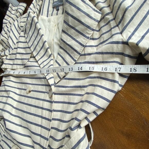 Market & Spruce Cream and Blue Stripe Jacket Size Small - Picture 7 of 12